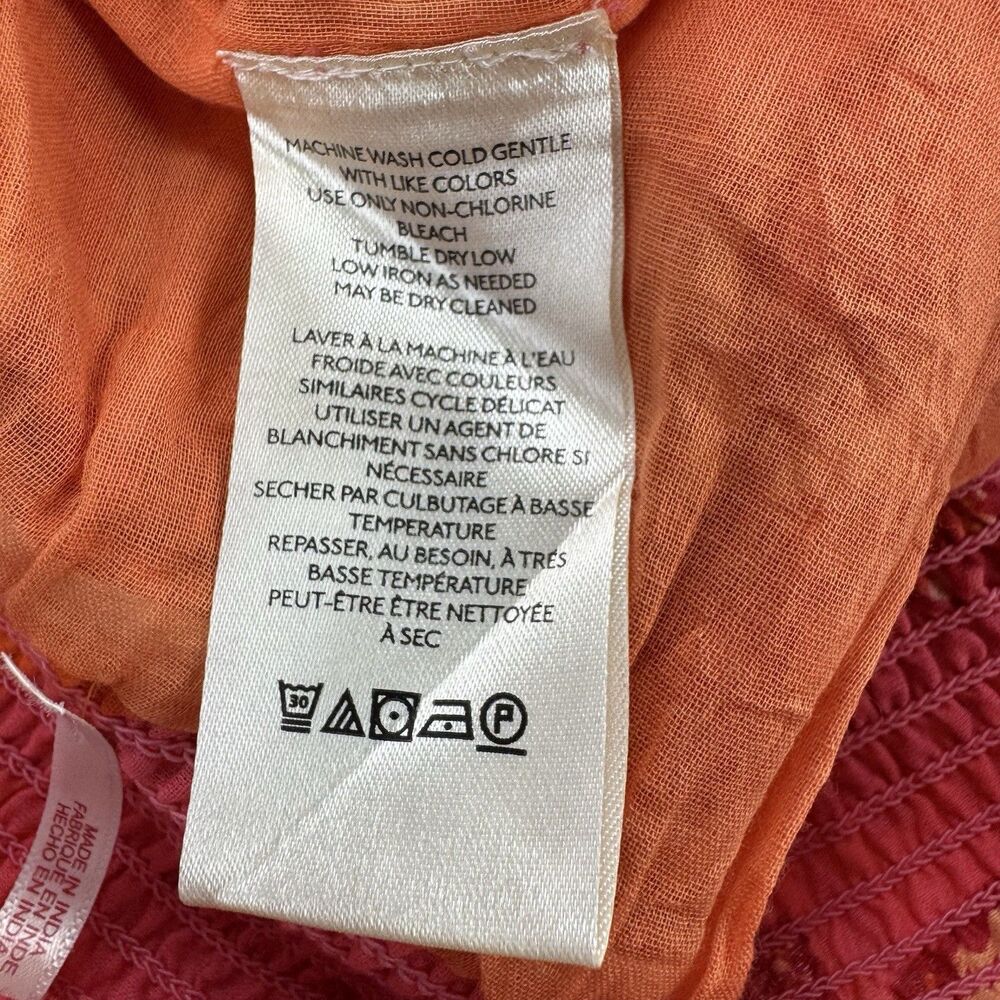 Free People Sawyer Maxi Skirt M Pink Orange Tropical Tiered Ruffle Boho Cotton - Picture 7 of 10